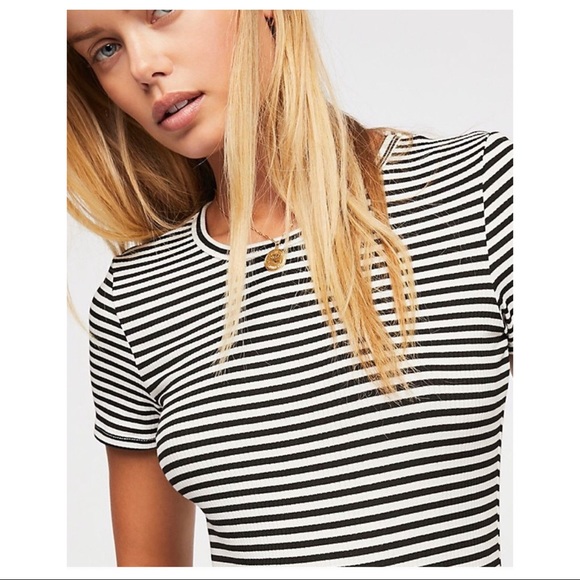 FREE PEOPLE BOHO STRIPE TEE RIB KNIT TOP A2C - Picture 8 of 16